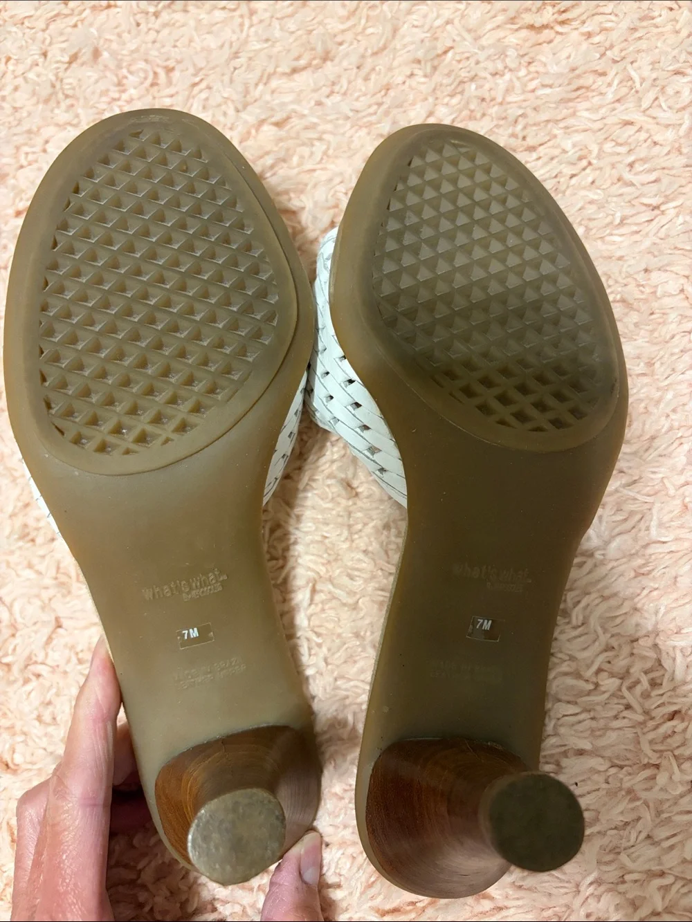 What’s What by Aerosoles Woven Leather Mule Slide Stacked wood 3” heel sandal 7M